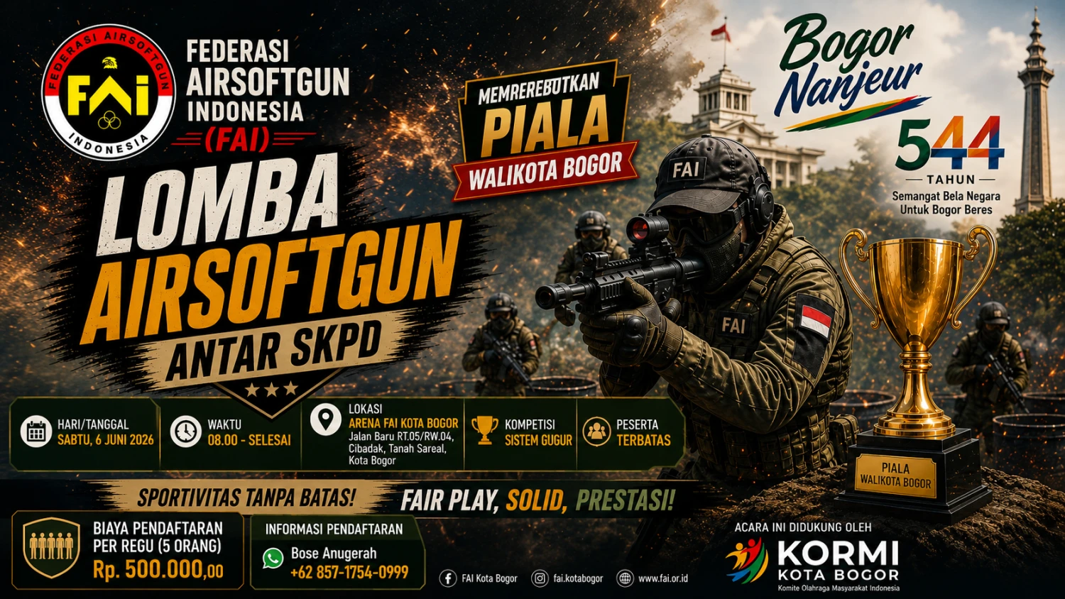 Semarak Hari Jadi Bogor ke-544, FAI Kota Bogor Gelar Lomba Airsoftgun Antar SKPD Perebutkan Piala Wali Kota Bogor