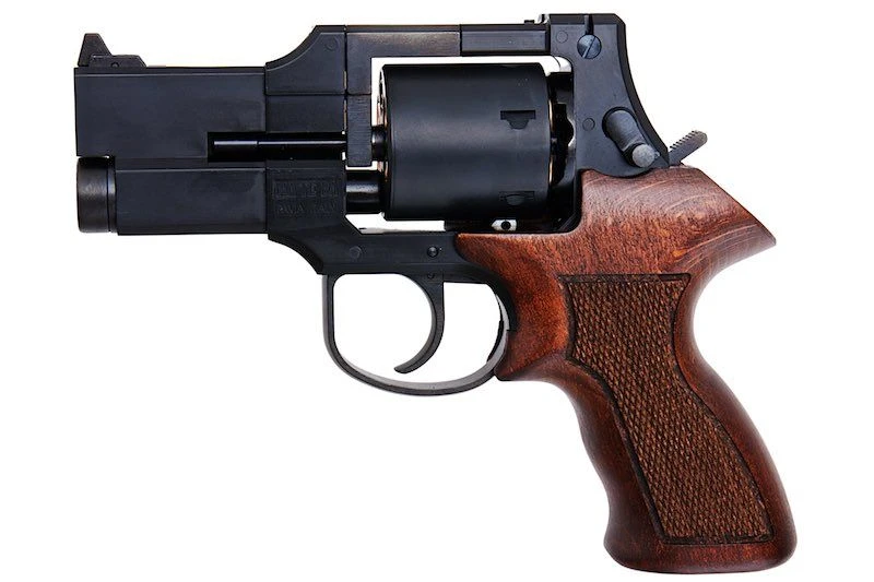 MARUSHIN MATEBA GAS REVOLVER 3 INCH - MATT BLACK (HEAVYWEIGHT WOOD GRIP VERSION)